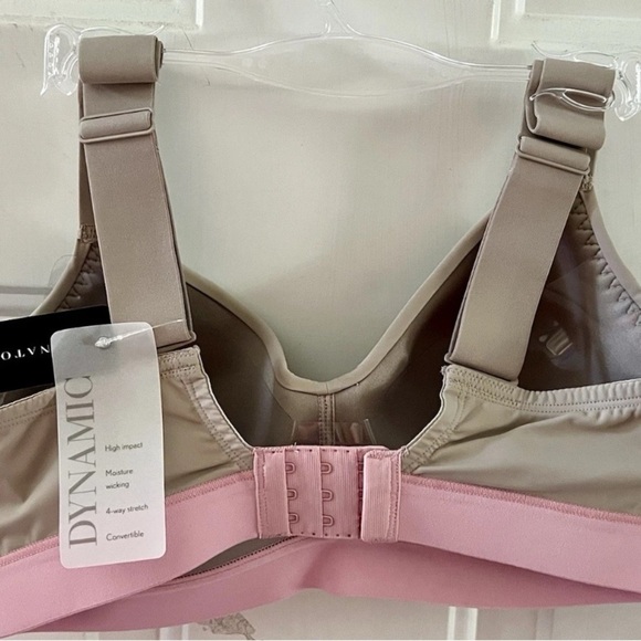 Natori Dynamic Convertible Contour underwire Sports Bra Rose Beige Pink 32C NWT - Picture 3 of 5